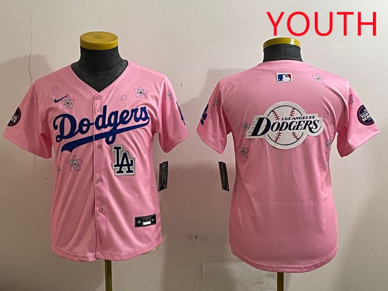 Youth Los Angeles Dodgers Blank Pink Sakura Edition 2025 Nike MLB Jersey style 30